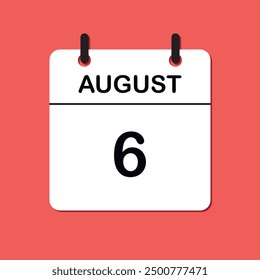 August 6. Daily Calendar icon for design. Simple design for business brochure, flyer, print media, advertisement. Easily editable.