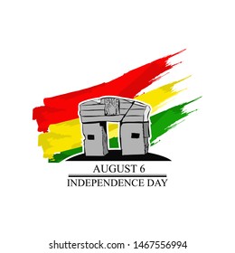 August 6, Independence day of Bolivia with national landmark (Gate of the Sun) vector illustration. Suitable for greeting card, poster and banner. 