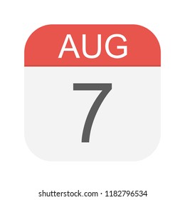 August 7 - Calendar Icon - Vector Illustration