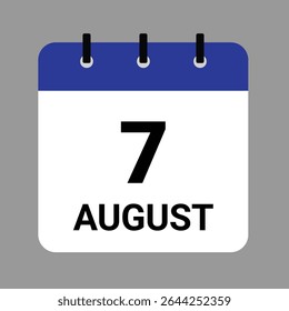 AUGUST 7 - Daily Calendar Icon - White Background
