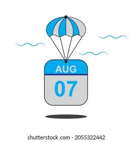 August 7 date of month calender icon with balloon in the air vector eps 10 template element