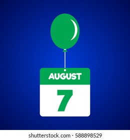 August 7  date of month calender icon with balloon in the air