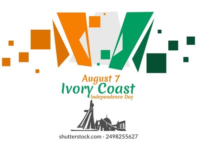 August 7, Independence day of Ivory Coast vector illustration. Suitable for greeting card, poster and banner.