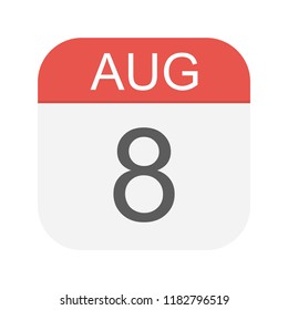 August 8 - Calendar Icon - Vector Illustration