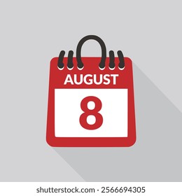 August 8 Calendar icon vector illustration.