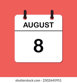 August 8. Daily Calendar icon for design. Simple design for business brochure, flyer, print media, advertisement. Easily editable.