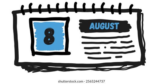 August 8th: Calendar Date Illustration