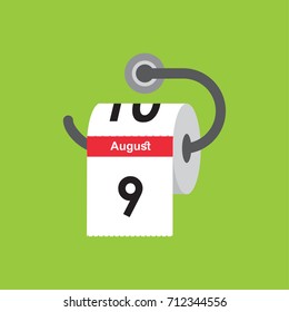 August 9. Calendar icon. Flat design. Vector illustration