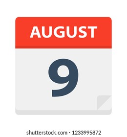 August 9 - Calendar Icon - Vector Illustration