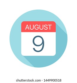 August 9 - Calendar Icon - Vector Illustration