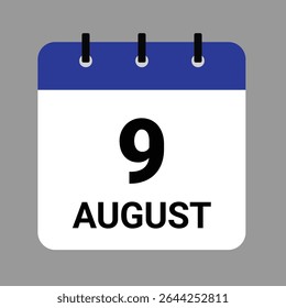 AUGUST 9 - Daily Calendar Icon - White Background