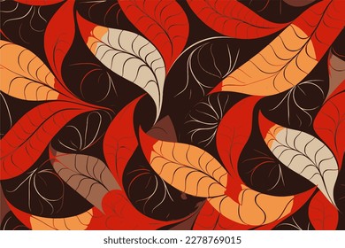 August 9 international day of indigenous peoples. Vector banner, poster, card. Background with orange and red leaves.