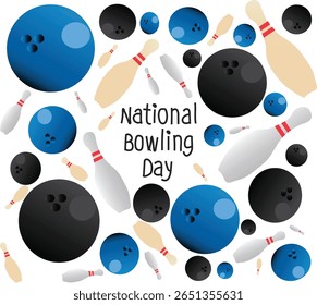 august 9 is national bowling day Vector illustration. Good for banner, poster, greeting card, party card, invitation, template, advertising, campaign, and social media.
