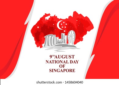 August 9, Singapore national day vector illustration. Suitable for greeting card, poster and banner.