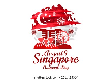 August 9, Singapore national day vector illustration. Suitable for greeting card, poster and banner.