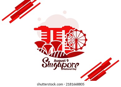 August 9, Singapore national day vector illustration. Suitable for greeting card, poster and banner.