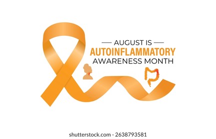 August is Autoinflammatory Awareness Month. Unite for a Cure. Creating for web banner, cards, prints, social media, poster, flyer and background design template. Realistic Ribbon. Vector illustration.