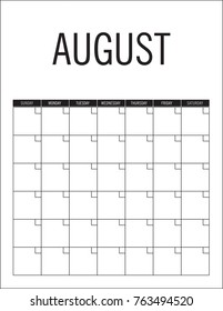 August - Blank calendar page with no dates
