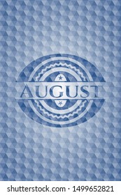 August blue polygonal badge. Vector Illustration. Detailed.