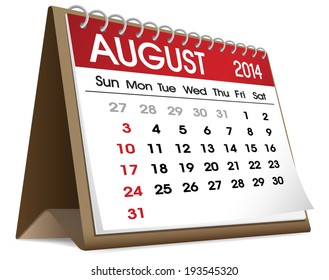 Calendario de agosto de 2014.