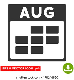 August Calendar Grid icon. Vector EPS illustration style is flat iconic symbol, gray color.