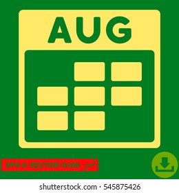 August Calendar Grid icon. Vector EPS illustration style is flat iconic symbol, yellow color.