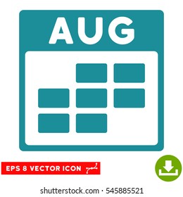 August Calendar Grid icon. Vector EPS illustration style is flat iconic symbol, soft blue color.
