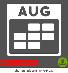 August Calendar Grid icon. Vector EPS illustration style is flat iconic symbol, white color.