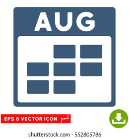 August Calendar Grid icon. Vector EPS illustration style is flat iconic symbol, blue color.