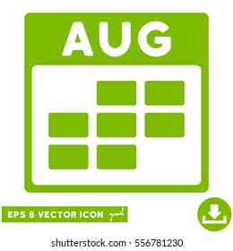 August Calendar Grid icon. Vector EPS illustration style is flat iconic symbol, eco green color.