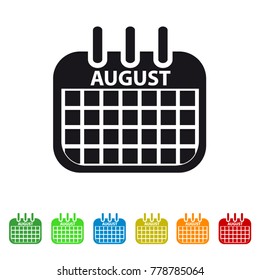 August Calendar Icon -  Colorful Vector symbol