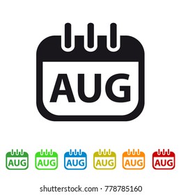 August Calendar Icon -  Colorful Vector symbol