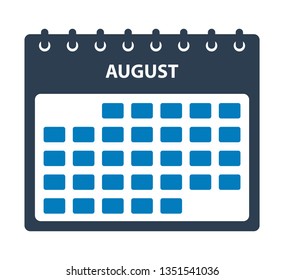 August Calendar Icon. Flat style vector EPS.