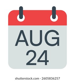  August Calendar Icon, Isolated Vector Calendar Icon.