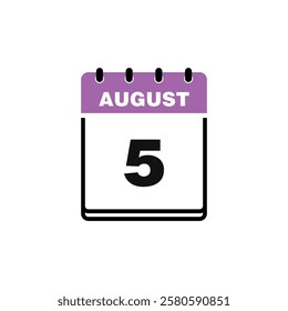 August Calendar Icon Vector Template