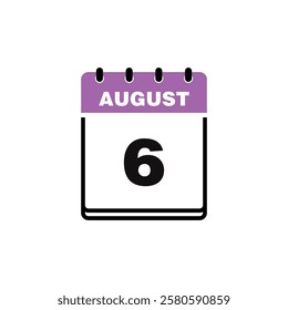 August Calendar Icon Vector Template