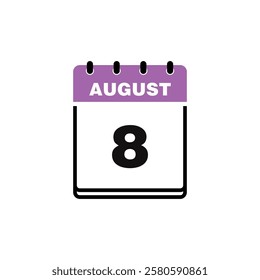 August Calendar Icon Vector Template