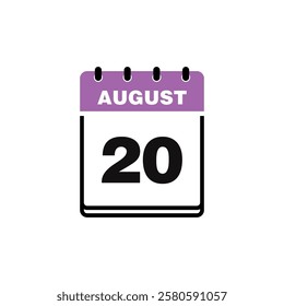 August Calendar Icon Vector Template
