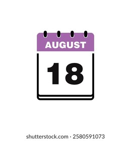 August Calendar Icon Vector Template