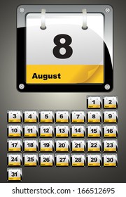 August calendar icons. Set 2014
