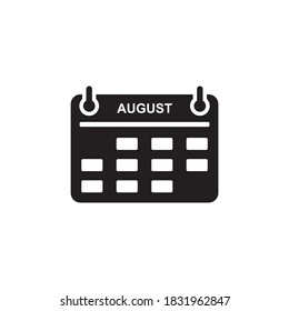 Agosto mes calendario aislado en fondo blanco