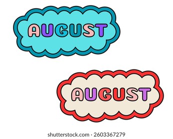 August calendar month - letters in multicolor palette, 3d render illustration 2025