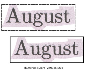 August calendar month - letters in multicolor palette, 3d render illustration 2025