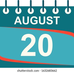 August calendar per day / vector/ 20 August