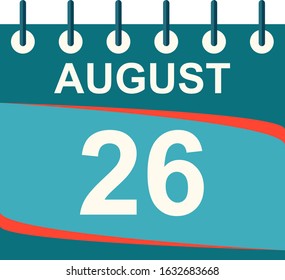 August calendar per day / vector/ 26 August
