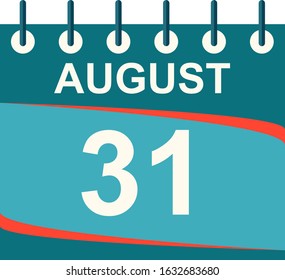 August calendar per day / vector/ 31 August