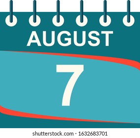 August calendar per day / vector/ 7 August