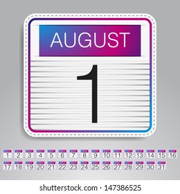 August Calendar simple design