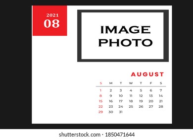 AUGUST-Kalendervorlage mit schwarzen Hintergrundfarben