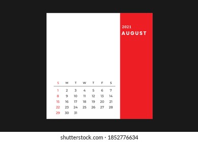plantilla de calendario AUGUST con colores de fondo negro